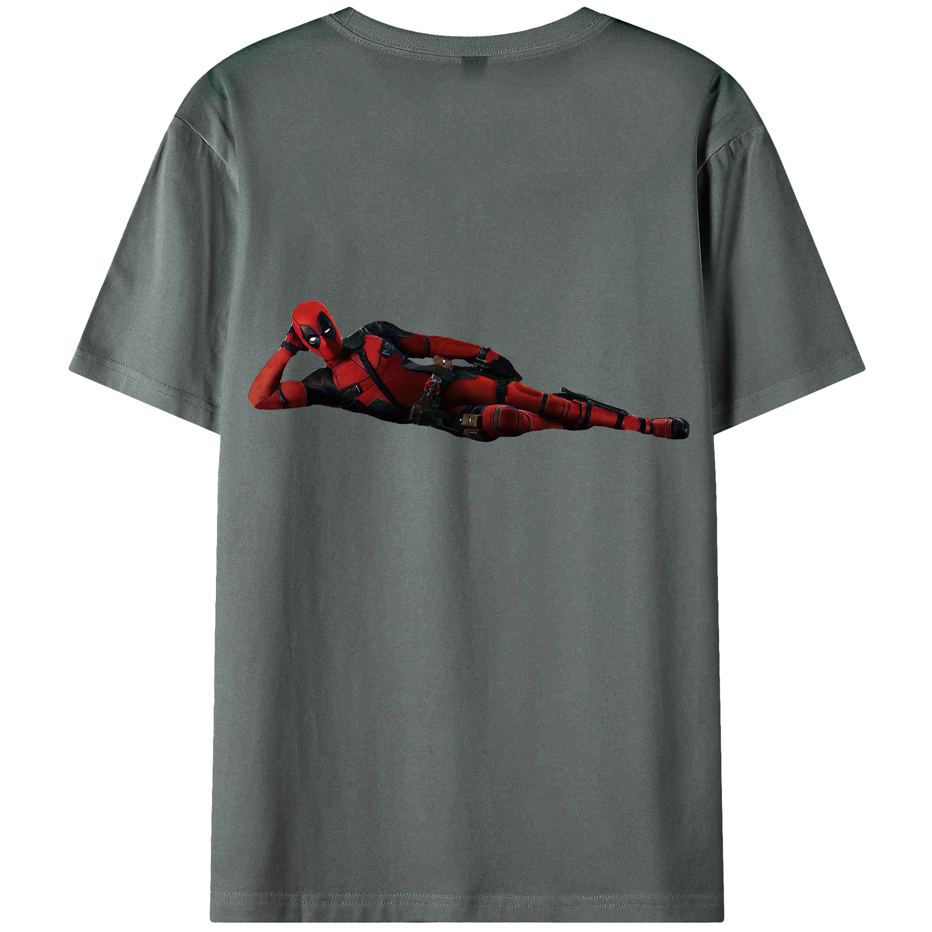 （画像用） Deadpool デッドプール 綿100％ メンズ半袖Tシャツ（バックプリント） 通気性